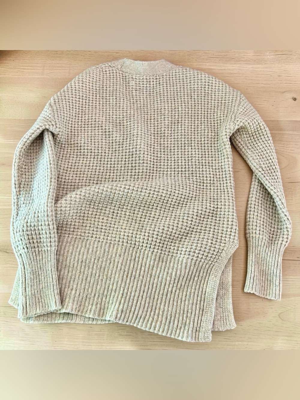 William Rast Beige Waffle Knit Oversized Cardigan - Size XS - Picture 4 of 6
